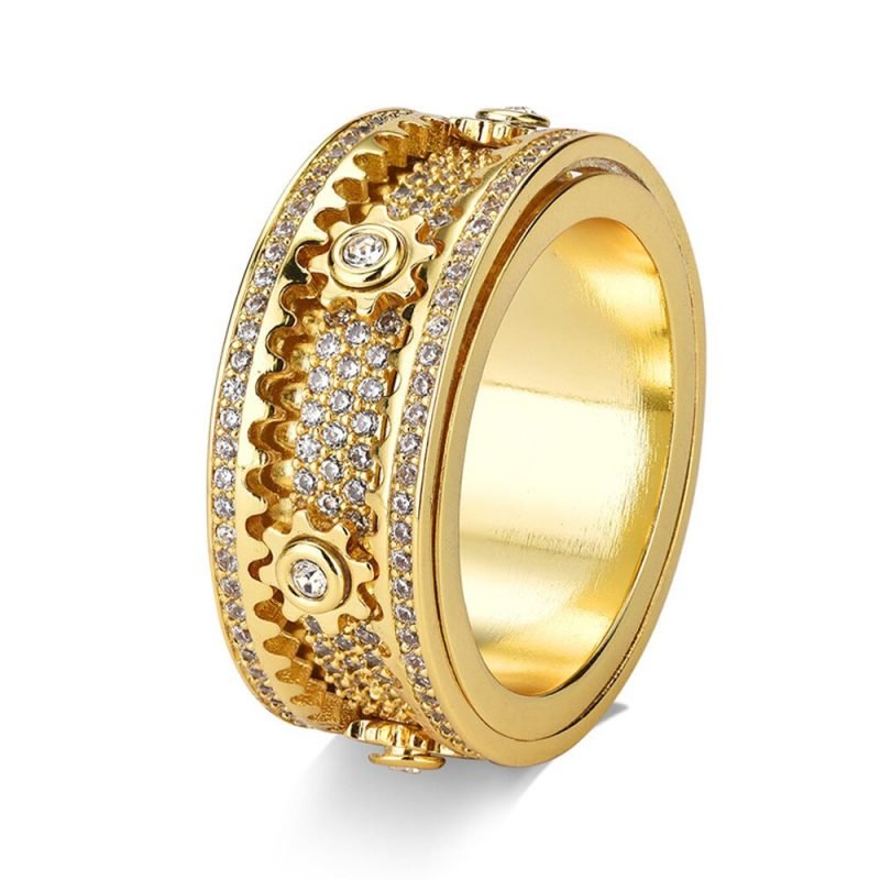 European and American Style Rotatable ring with full diamonds and gears - Image 4